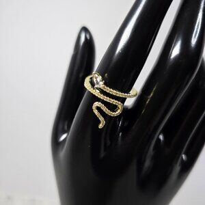 Adornia 14K Gold Plated Swarovski Crystal Accented Winding Snake Ring 9